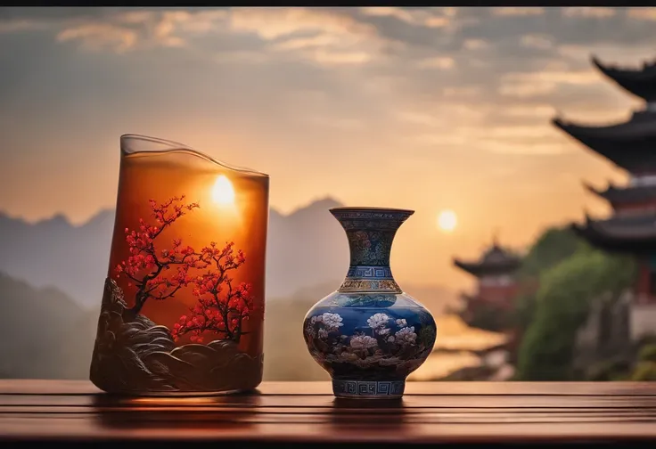 (The subject: (( drinking glass)), (Northeast Chinese cultural style)（The shape is peculiar）（The color scheme is novel）,