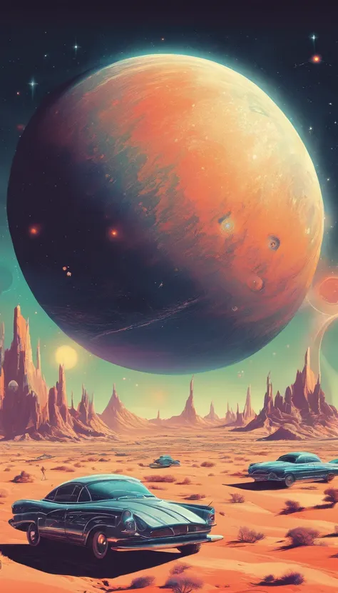 huge planet, Rich deserts, the night, starrysky, surrealism, masutepiece, hight resolution, 16 K