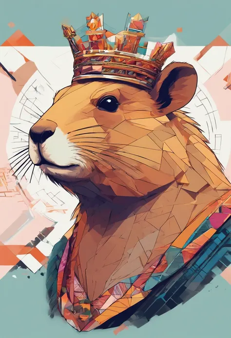 masterpiece, high quality cg, anime, illustration, best quality, capybara, beautiful face, detailed face, animal, solo, side view, wearing crown