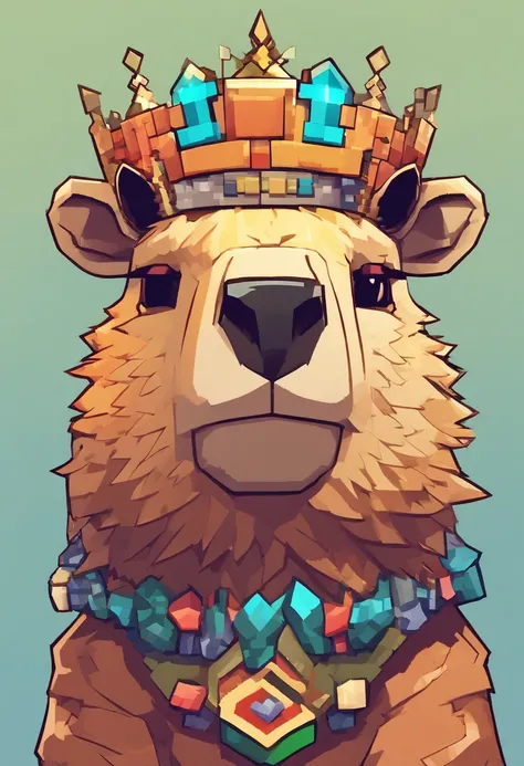 masterpiece, high quality cg, anime, illustration, best quality, capybara, beautiful face, detailed face, animal, solo, side view, wearing crown