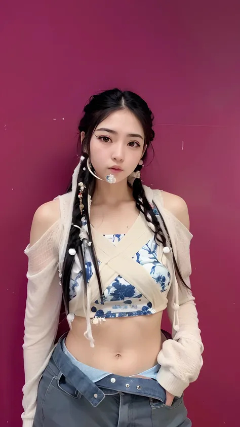 Arafed Asian woman with long black hair and a white shirt, peinado de coletas, Peinado twintails, con coletas negras, Chiho, Dos coletas peinado, Xision Wu, Heonhwa Choe, Gongbi, Jinyoung Shin, Jaeyeon Nam, tzuyu de dos veces, dilraba dilmurat, Jossi de Bl...