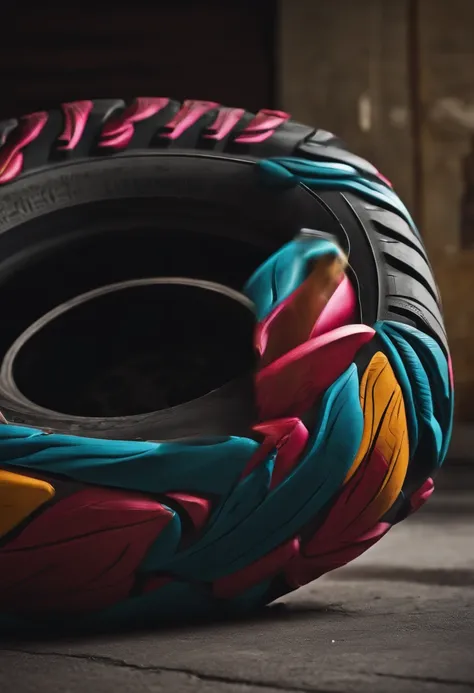 A tire with arms and leg