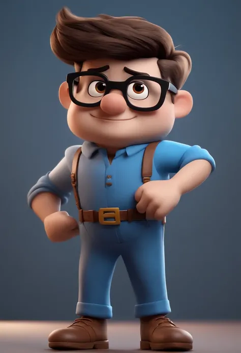 Cartoon character of a man wearing black glasses and a blue shirt, an animated character, stylized character, animation style render, Stylized 3 D, arnold maya render, 3 d render stylized, toon render keyshot, 3d character, 3 d character, stylized 3d rende...