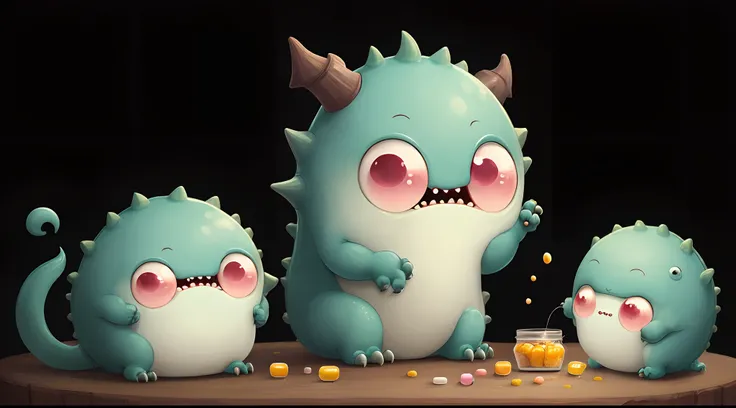 Cute monster looking for vitamins