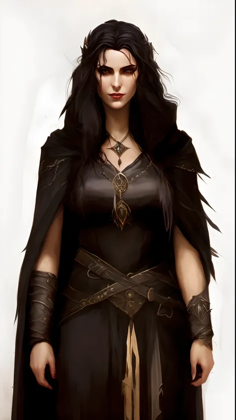 a close up of a woman in a black dress with a sword, human :: sorceress, yennefer of vengerberg, portrait of a female mage, dark fantasy character design, yennefer, portrait of a female elf warlock, female mage, charlie bowater character art, portrait of a...