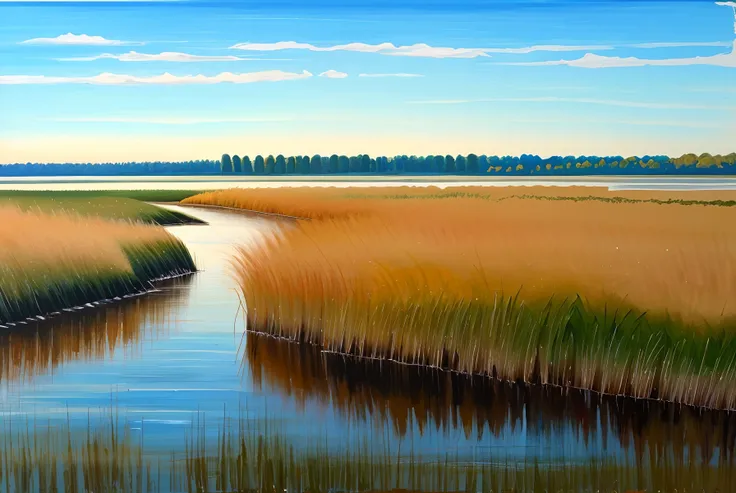 Meticulous，brush painting，phragmites，wild duck