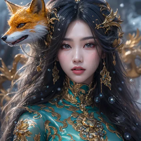 Flying Nine-Tailed Light Blue Sky Division Flame Long-haired Fox Star，een Erotica，Torch night black golden orange brocade silk snake print silk pants，Rouge diamond tulle sheer lizard-patterned leggings，Fat Girl Space Fly in the Snow 1:900 miniatures，Front ...