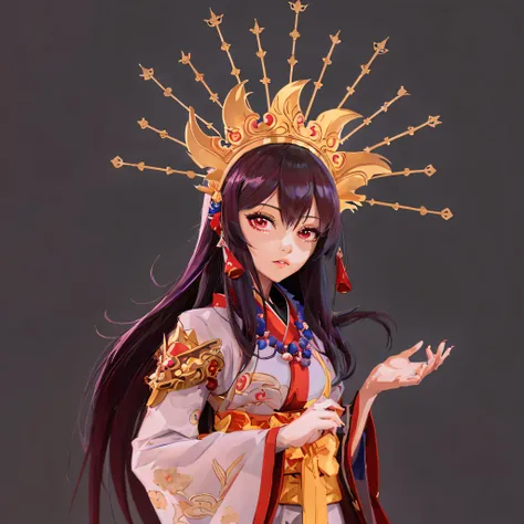 anime - style image of a woman in a traditional dress with a crown, onmyoji portrait, anime styled 3d, anime goddess, onmyoji detailed art, render of a cute 3d anime girl, onmyoji, 3d anime girl, female anime character, made with anime painter studio, styl...