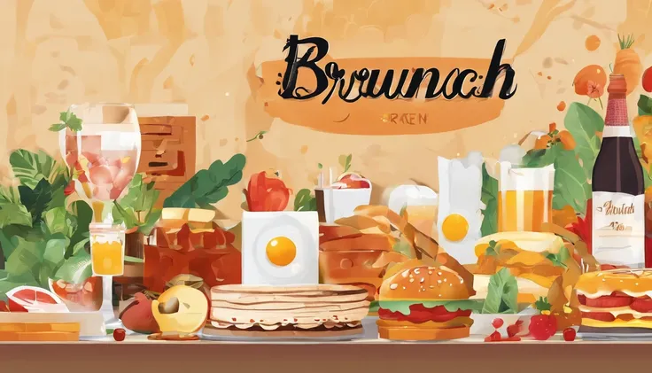 Brunch menu with 10 products and drinks in very high 4K resolution