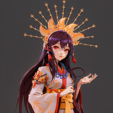 anime - style image of a woman in a traditional dress with a crown, onmyoji portrait, anime styled 3d, anime goddess, onmyoji detailed art, render of a cute 3d anime girl, onmyoji, 3d anime girl, female anime character, made with anime painter studio, styl...