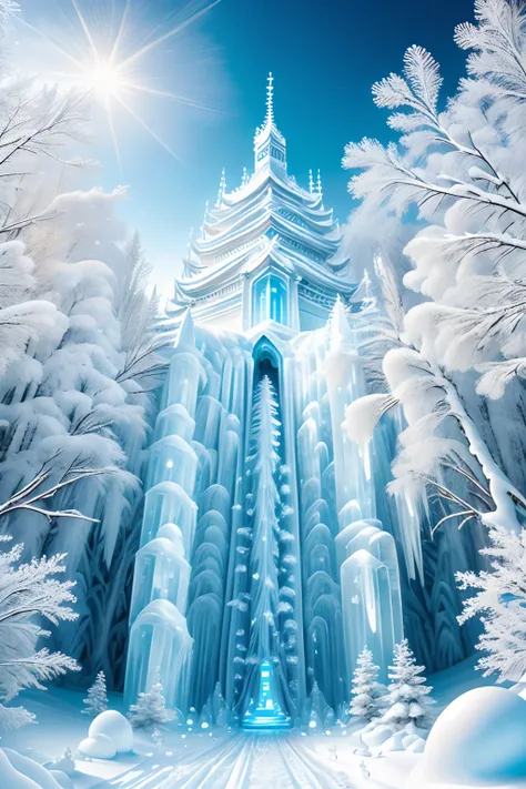 masterpiece, (absurdres, highres, ultra detailed), beautiful rime and snow scenery, ice princess