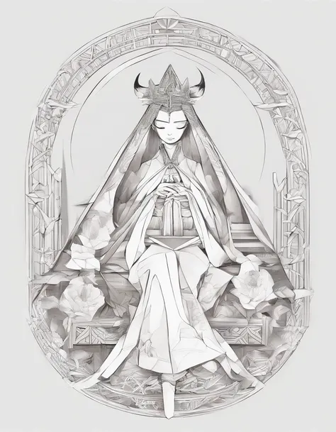 The High Priestess sits in front of a thin veil decorated with pomegranates. On either side of The High Priestess stand two pillars, marking the entrance to this sacred, mystical temple. One pillar is black with the letter B and the other is white with the...