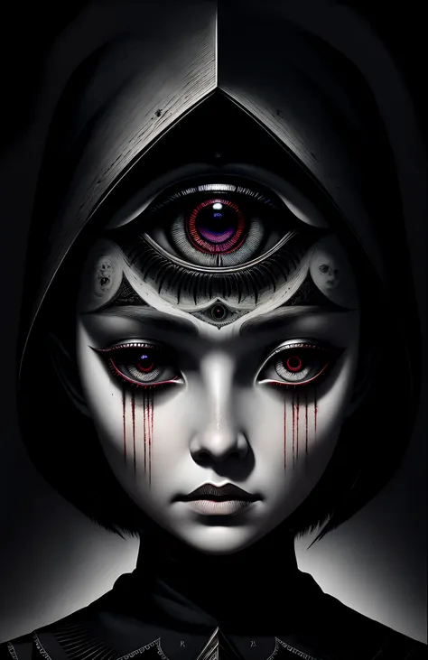 dreamlikeart the all seeing eye by h.r. giger, junji ito, greg rutkowski, wlop
detailed paint of wednesday addams, highly detail...