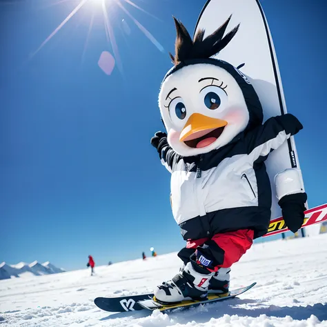 Cartoon penguin ski cute mascot