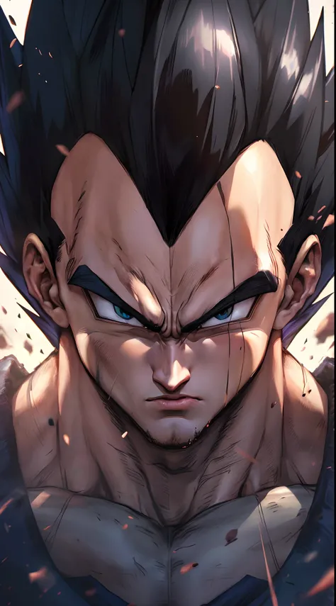 Hyperrealistic version of Vegeta, hyperdetailed, hyperrealistic