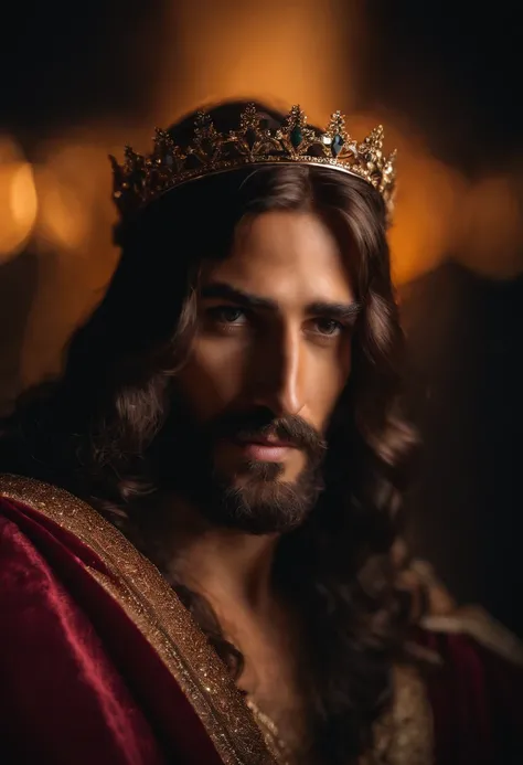 Imagem de Jesus Cristo, ((melhor qualidade, 8k, obra-prima: 1.3)), ultra-realistic graphics, fundo supernova, fotografia a cores, Glitter, Canon EOS R5 High Quality DSLR Camera, Photo Session, Tiro na Canon EF 85mm f/1.2L II lense, profundidade de campo, D...