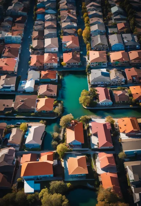 CRIAR UMA CIDADE EM LUGAR MONTANHOSO, VISTA DE UM DRONE