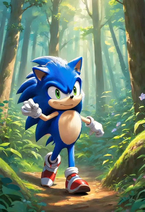 sonic the hedgehog,em uma floresta sombria,batalhando contra um faker sonic com tom de pele mais escura