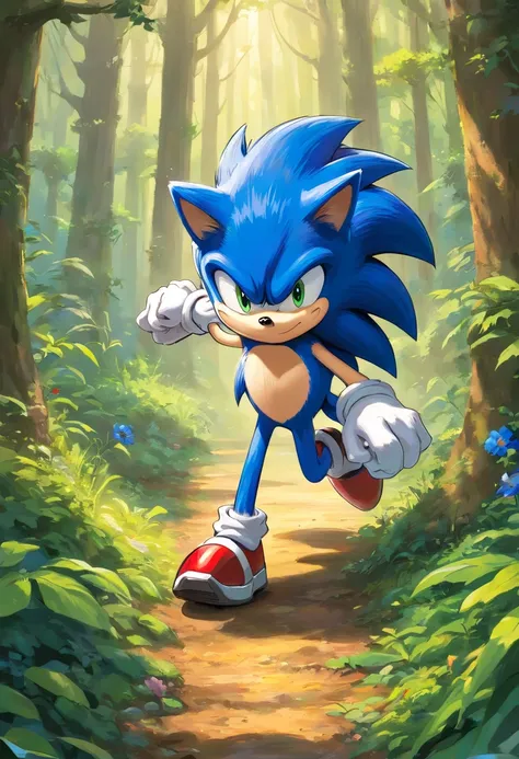 sonic the hedgehog,em uma floresta sombria,batalhando contra um faker sonic com tom de pele mais escura