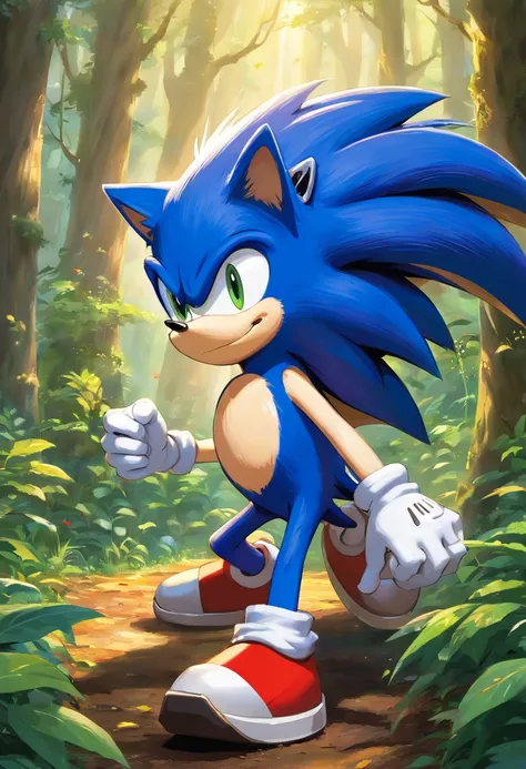 sonic the hedgehog,em uma floresta sombria,batalhando contra um faker sonic com tom de pele mais escura