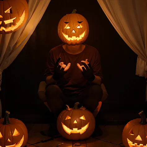 Magical goose finger made a jack-o-lantern