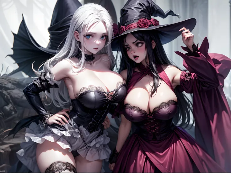 Hallowen, espirito se fantasiado de bruxa, large breast, fantasma vestindo roupa de bruxa, medo, terror