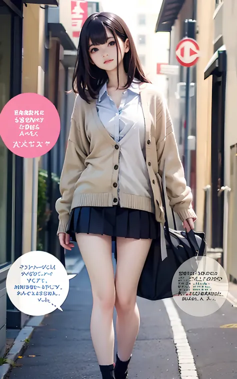 Cardigan、a miniskirt