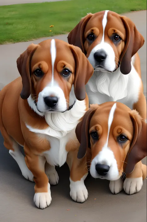 Deux bassets hound rigolos