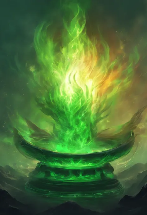 Green flame in a giant plate