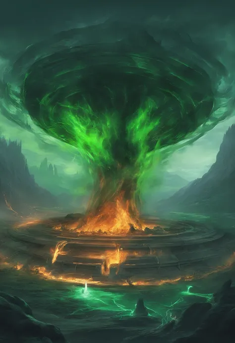 Green flame in a giant plate