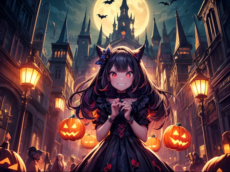 An ultra-detailed, high-quality, 4k, 8k, and masterpiece level (1.2) prompt for a Halloween extravaganza with a cartoon style, featuring a jack-o’-lantern:

a vibrant Halloween scene, vibrant and spooky atmosphere, vividly colored and highly detailed chara...