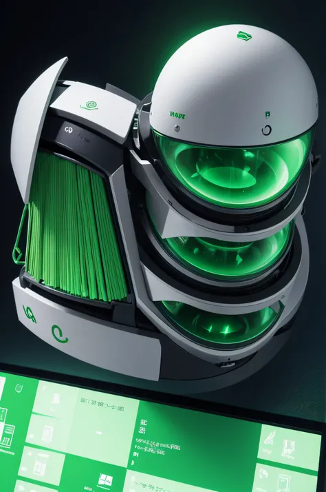 super ordinateur quantique incroyable futuriste de couleur vert amusant