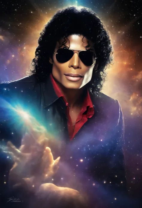 MICHAEL JACKSON AS A COSMIC ANGEL, IMAGEM brilhantes, asas, asas anjo, universo, galaxia,, SURREAL, cores muito brilhantes, light particles, com luz luminosa, Mshiff, Arte do papel de parede, Papel de parede UHD