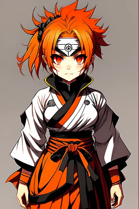 A Character Design of a Kunoichi. Color Pallette: 1. Black
2. Crimson & Orange
Elements: Fire, Lightning, Shadow, Ice
Eye color: Red (Sharingan in right eye)