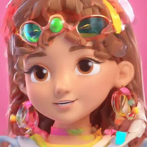 super bonito IP menina por pop mart, olhos brilhantes, querubim,Vestidinho branco, argila, Modelos, um brinquedo de caixa cega, Brilhante e delicado,fundo limpo, Bom brilho, 3D rendering of,best quality