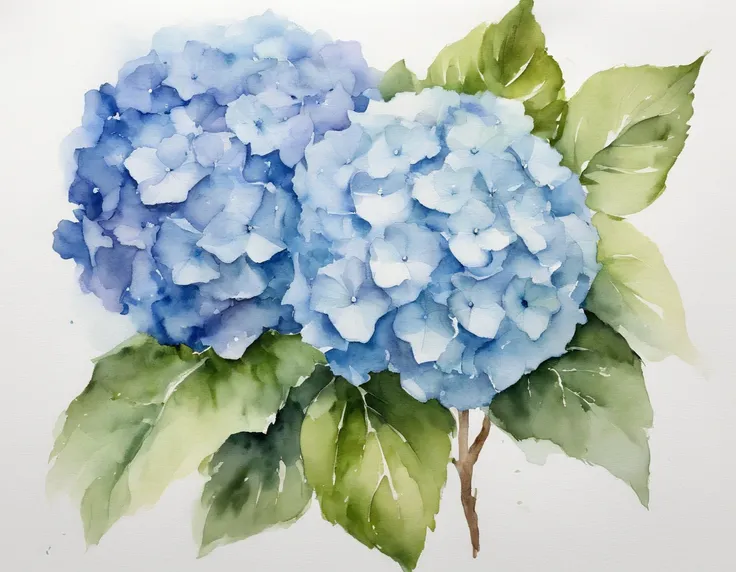 minimalistic design of 2 hydrangeas in the center of a white background