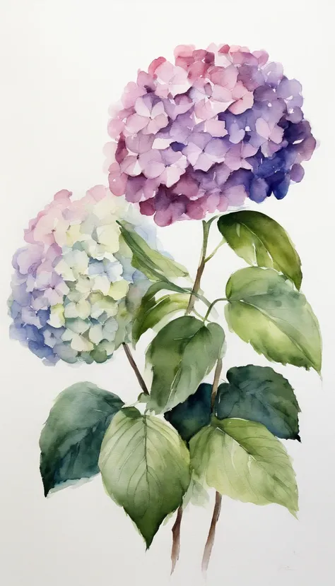 minimalistic design of 2 hydrangeas in the center of a white background