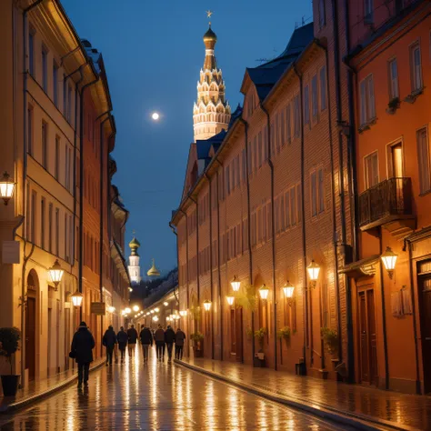 Russia, Architecture of Moscow, fabulous Night Moscow, alleyway, Downtown