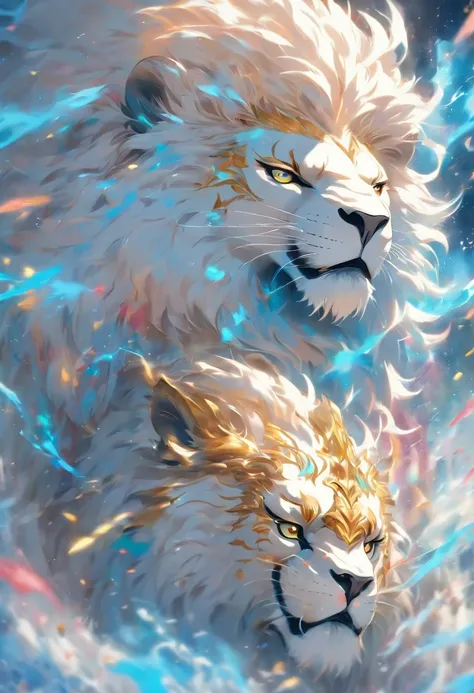 splashart, Lions head, Well detailed mane ((white backgrounid)), piercingeyes, epic instagram, art  stations, Color Paint Splash Style+, contour lines, hyperdetailed intricately detailed, Unreal Engine, magnifica, intricate detailes, Splash Screen, Complem...