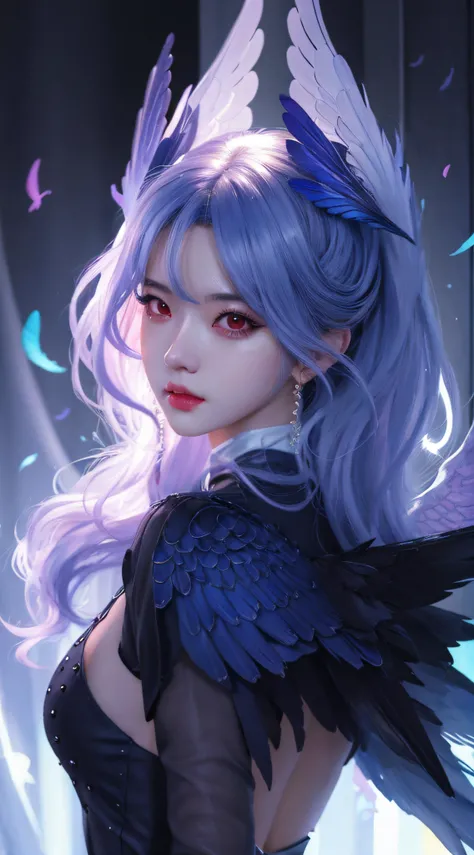 Anime girl with long white hair and blue wings in a dark room, Extremely detailed Artgerm, IG model | Art germ, artgerm and rossdraws, artgerm detailed, Style Artgerm, ! Dream art germ, Rosla 1. 0, :: rossdraws, artgerm art, art-style, Artgerm Plat