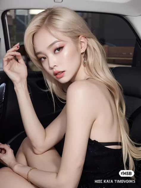 mulher arafed sentada em um carro com um vestido preto, ava max, parque roseanne do blackpink, retrato de kim petras, lalisa man...