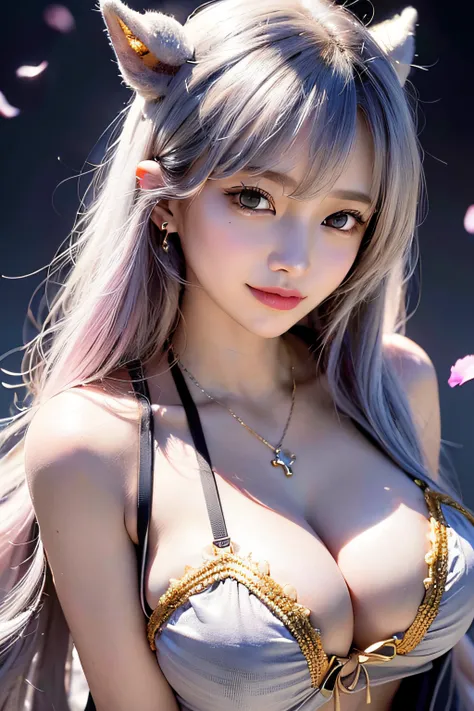 Full face， (Slim shoulder straps, Ultra-low-cut top)( Very close view )Womens watches，[Face view] , ((High slit panties))，clothes see-through (((Outdoor paradise))), ((Petals flying in the air ))，Light smile，，camel-toe,(Crystal colorful lights),，Soft cloud...