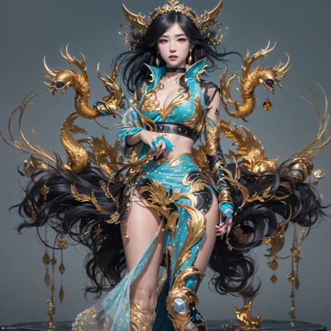 Fly the Nine-Tailed Light Blue Sky Division Flame Hairy Bear Star，Erotic，Torch Night Black Gold Orange Brocade Silk Snake Print Silk Pants，Rouge diamond tulle sheer lizard-patterned leggings，Fat Girl Space Flying in the Snow 1:900 miniatures，Front view，Pur...