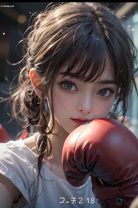 Girl practicing boxing，Wearing boxing gloves on his hands，(steams:1.1),(Wet:1.1),(Trembling:1.1),(Sweat:1.1),Focused Breast,Pubic Area Showing,(teens girl,boxing),boxer,(4K), (RAW photo: 1.2), (Realism: 1.4), (masutepiece: 1.3), (exquisite detailing: 1.2),...