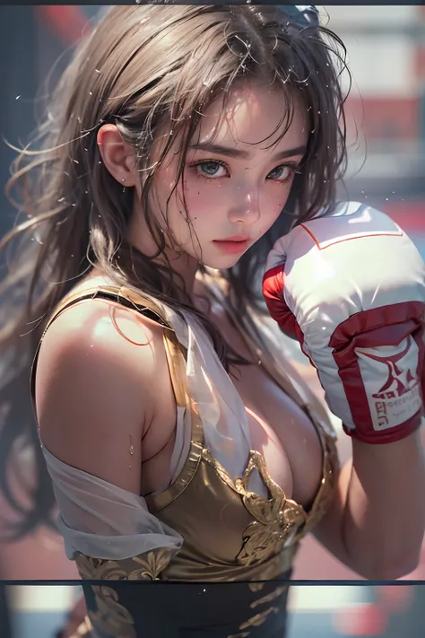 Girl practicing boxing，Wearing boxing gloves on his hands，(steams:1.1),(Wet:1.1),(Trembling:1.1),(Sweat:1.1),Focused Breast,Pubic Area Showing,(teens girl,boxing),boxer,(4K), (RAW photo: 1.2), (Realism: 1.4), (masutepiece: 1.3), (exquisite detailing: 1.2),...