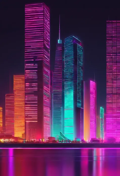 neon city, High panoramic view