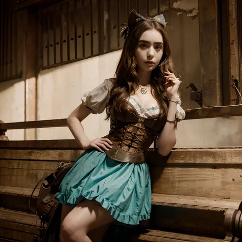 Lily Collins as a steampunk Alice in wonderland