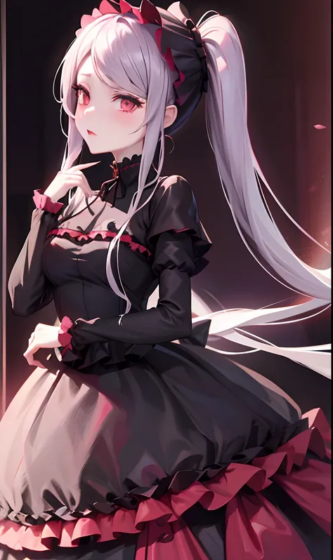 shalltear bloodfallen、shalltear costume、​masterpiece、top-quality、1girl in、poneytail、detailed finger，professional drawing