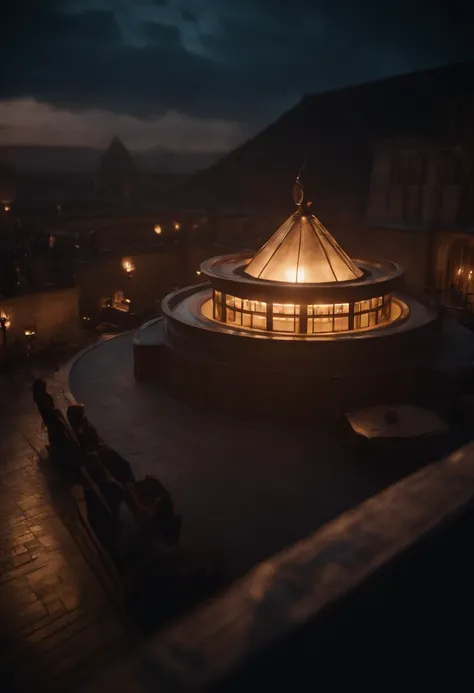 Secret of Magic Dark Elf Academy magic circle rooftop view of the academy