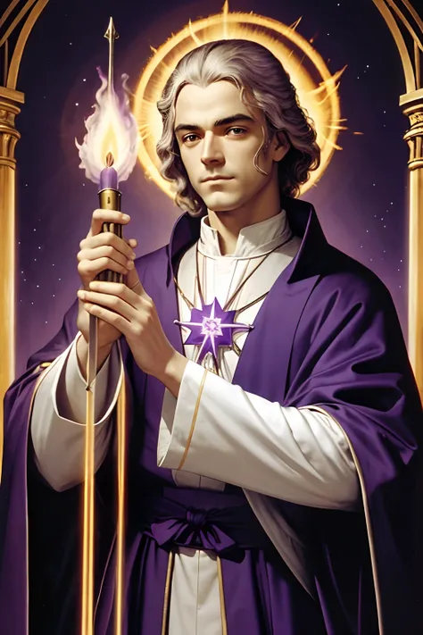 Master Saint Germain with the flame of violet light in his hands